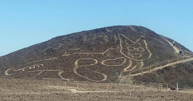 Bí ẩn đường kẻ Nazca hình con mèo khổng lồ hơn 2000 năm ở Peru