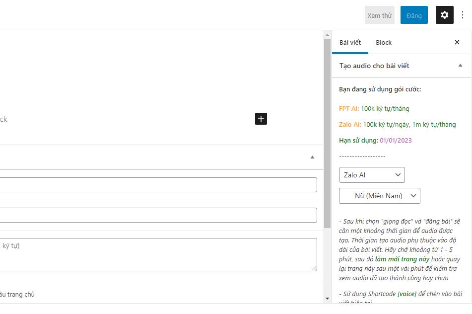 Plugin Text To Audio